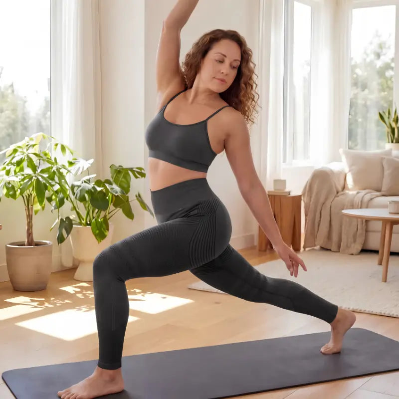 Gros plan technologie tissu 3D alvéolaire compression anti-cellulite legging